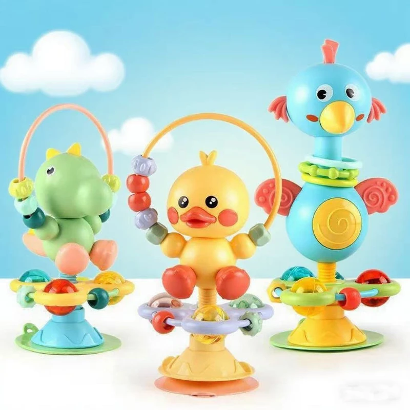 Giocattolo a sonaglio lenitivo per cartoni animati per bambini, divertente effetto sonoro, canzone per bambini, tavolo da pranzo per bambini, ventosa, giocattolo educativo per la prima educazione