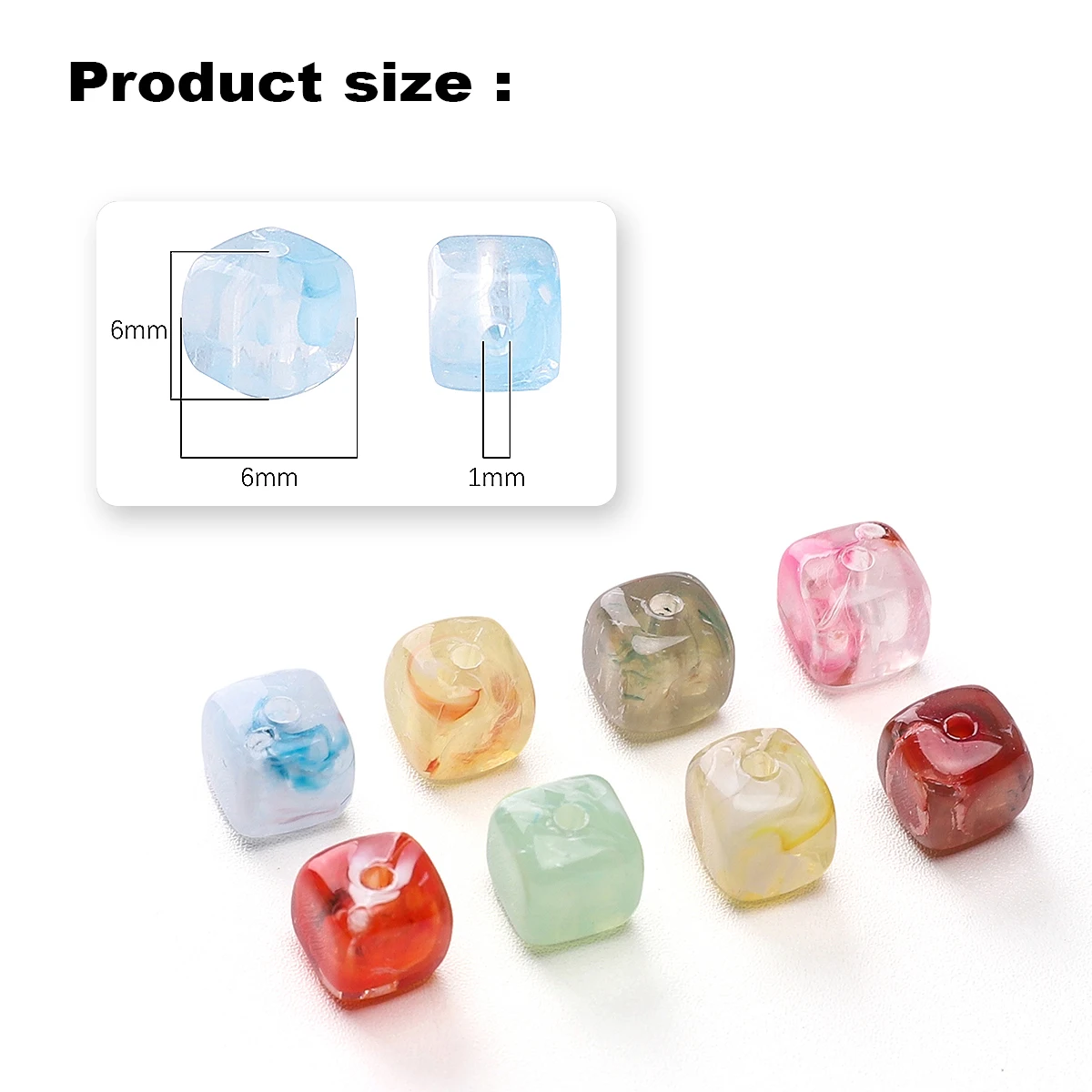6x6mm Acrylic Transparent Two Color Square Beads 40pcs for DIY Bracelet Necklace Jewelry Making