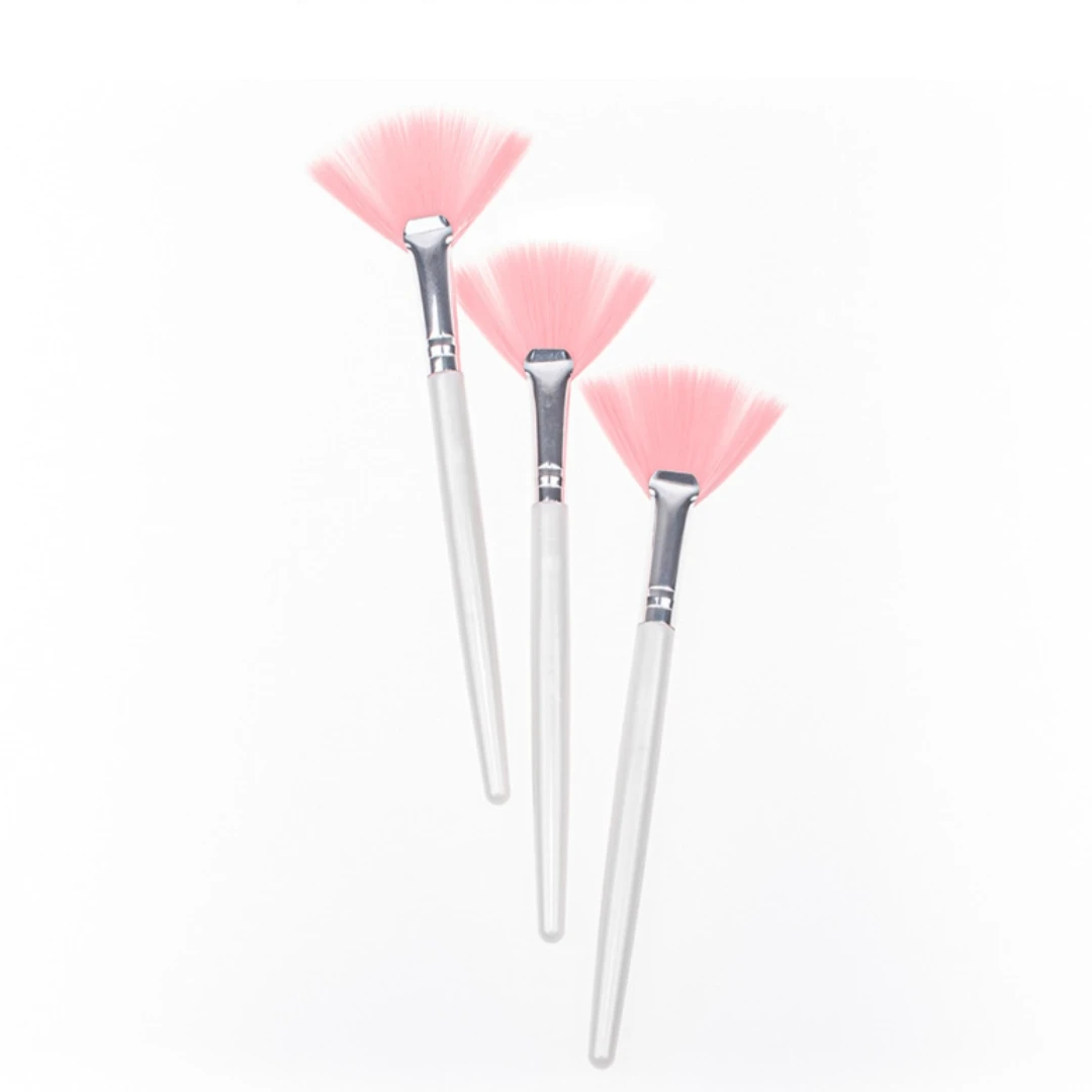 1PCS high-quality pink face acid fan shaped facial mask brush beauty salon skin essence liquid fan shaped brush DIY tool soft