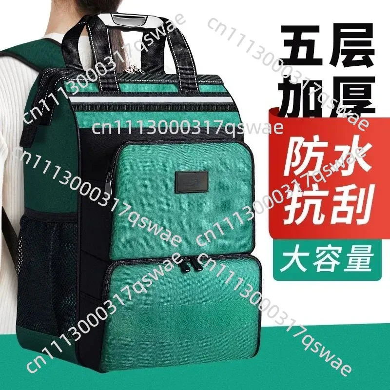 Electrician Tool Backpack Double Shoulder Toolkit Rainproof Wear Resistant Multifunctional Portable Large Capacity Storage Bag