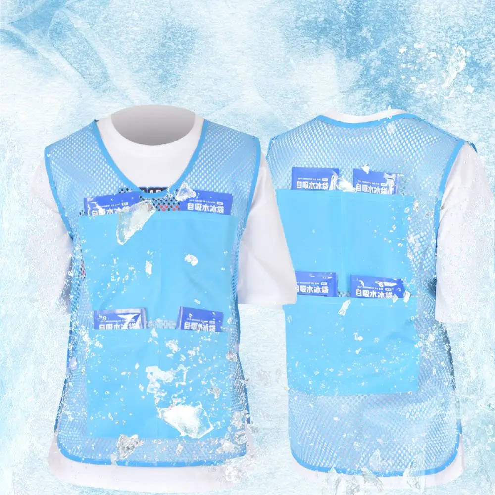 Summer Cooling Vest With Ice Packs Thermal Regulation Apparel Durable Polyester Safety Protective Equipment For Outdoor Use