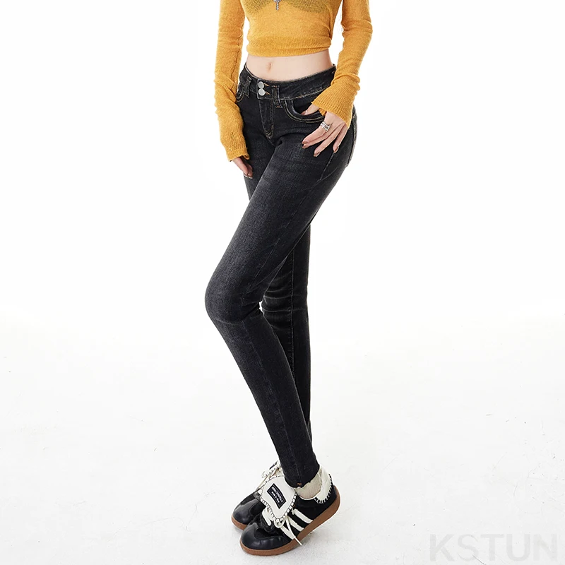 Jean slim élastique taille basse pour femmes, pantalon crayon décontracté à la mode pour filles épicées, Double boutonnage, pantalon amincissant confortable