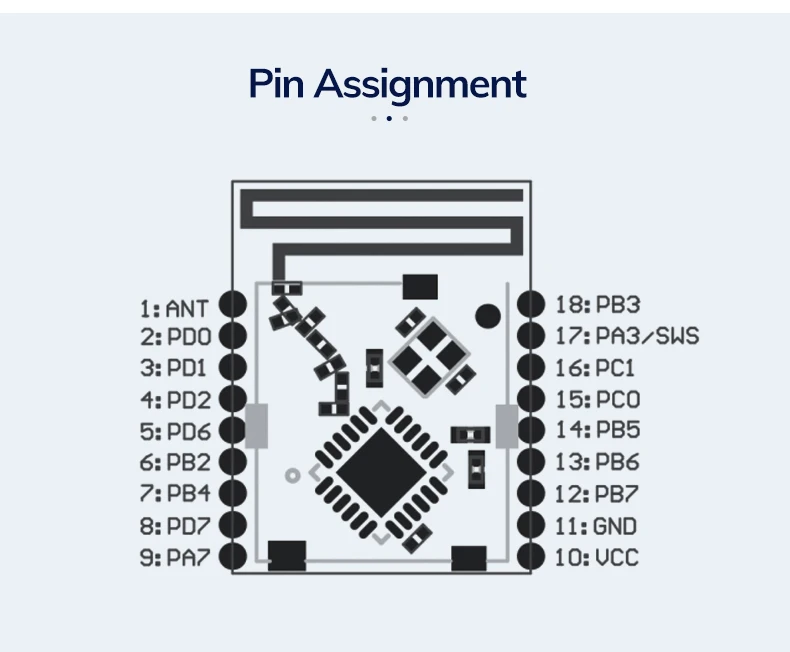 블루투스 BLE 5.0 TLSR8208 모듈 PCB 안테나, 스마트 홈 솔루션, 저소비 MS52SF11