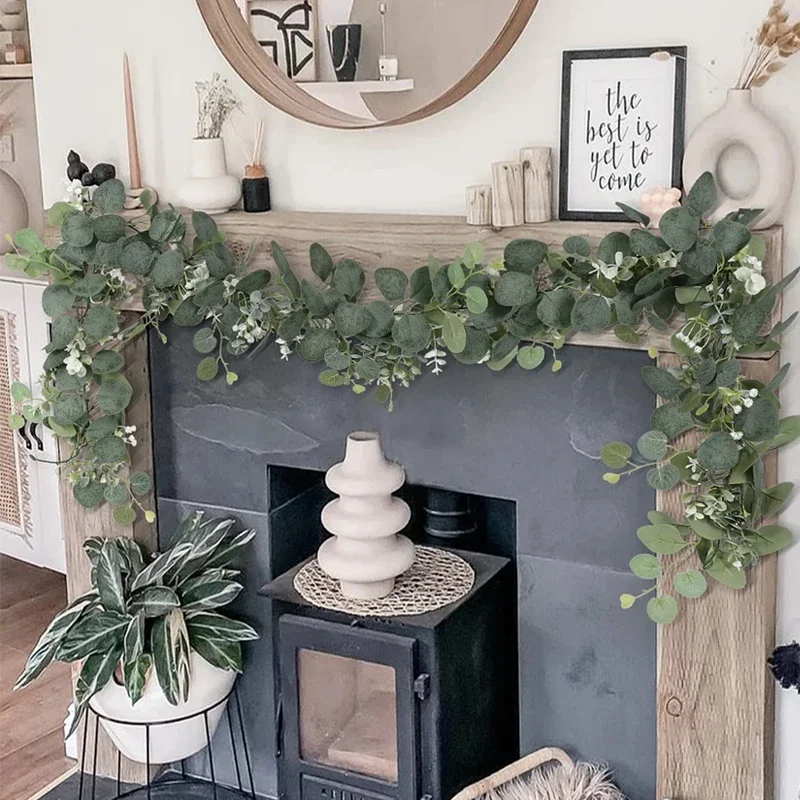 1PC Fake Eucalyptus Rattan Vine Green Willow Leaf Artificial Plants Silk Ivy Wall Hanging Garland Home Wedding Party Decoration