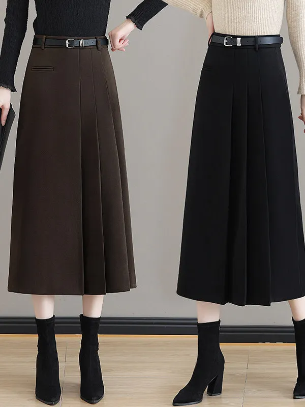 High Waist A-Line  Skirt Women's Fashionable Woolen Skirt Spring Autumn Winter Stylish Skirts Korean Style Commute