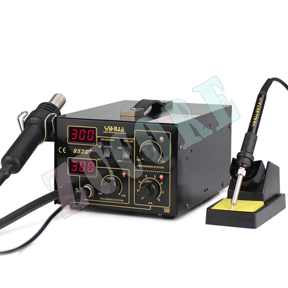 YIHUA 852D+Pump Air Flow Adjustable Hot Air With Soldering Soldering Station 2 in1 hot  desoldering station