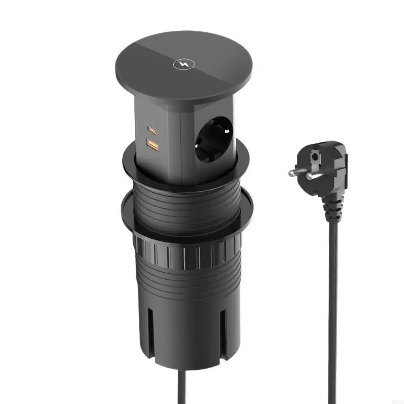 

Desk Mounted Power Grommets Systems 4 Outlets 2 Fast Charging USB C Port 15W Charging for Countertops Desk Installation M89B