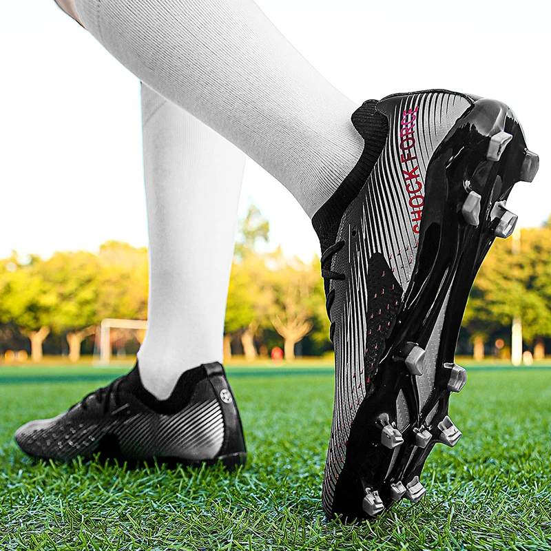 Men's Low Top Soccer Shoes AG Long Spikes Adult Football Shoes Lightweight Professional Athletic Training