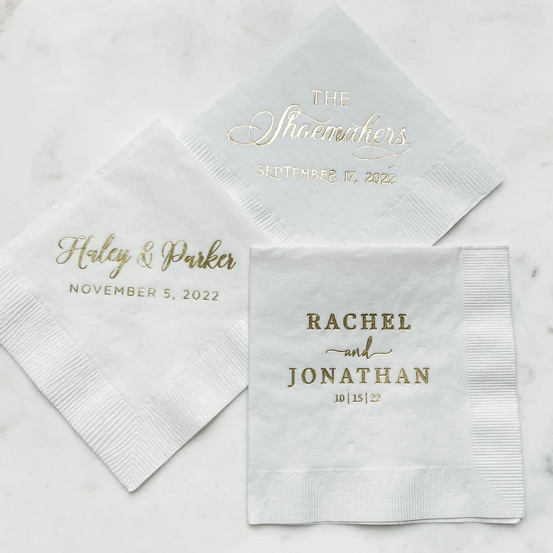 

White 3ply Wedding Napkins, Personalized Foil Wedding Napkins, 3ply Custom Wedding Napkins, Customized Cocktail Foil Printed Nap