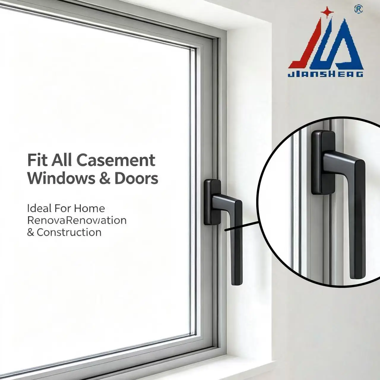 Aluminum Casement Window Handle, Square Spindle, Fluorocarbon Coated Replacement for Thermal Break Windows