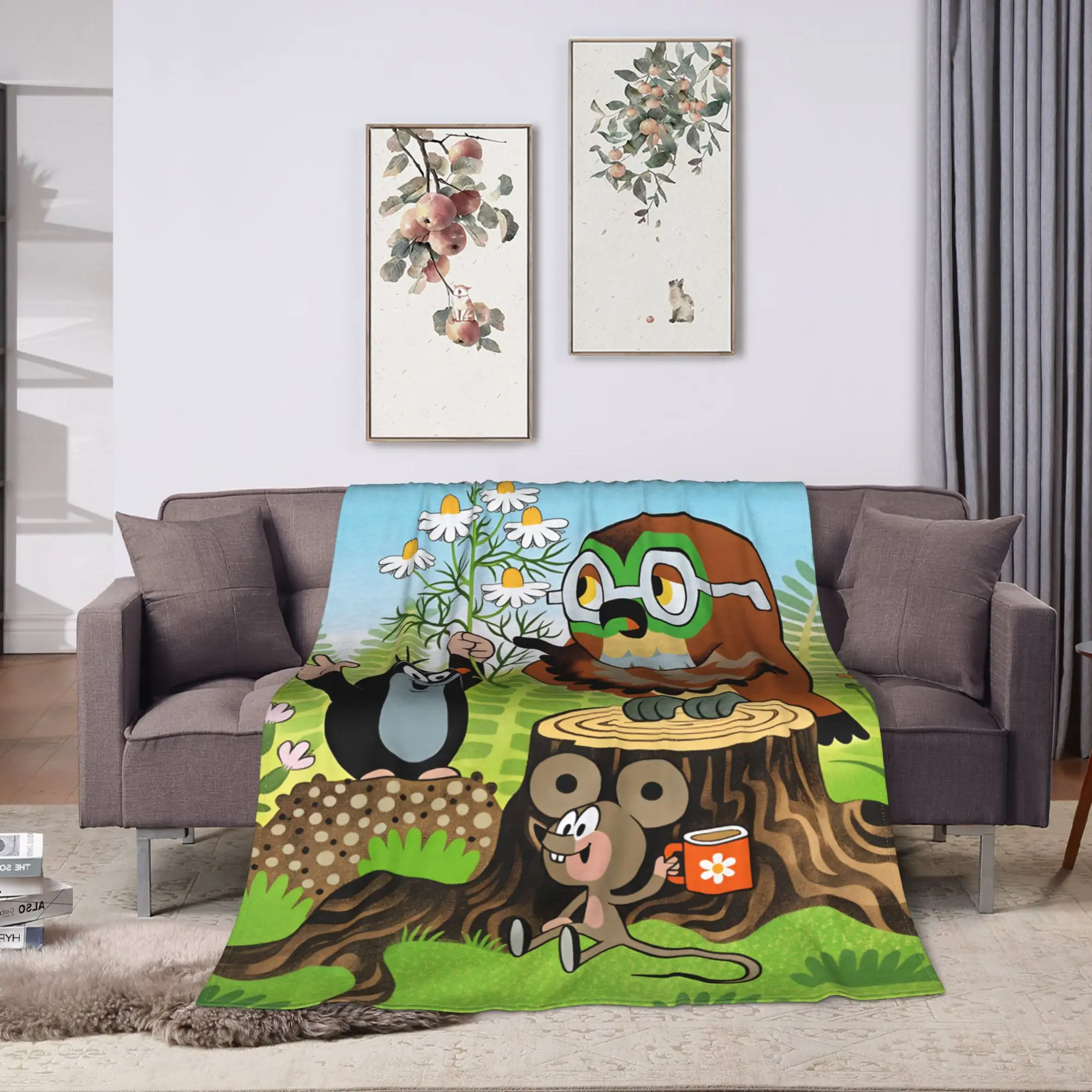 Soft Throw Blanket Camping Czech Cartoon Krtek Mole Blanket  Flannel Bedspread For Bedroom Trend Sofa Bed Cover