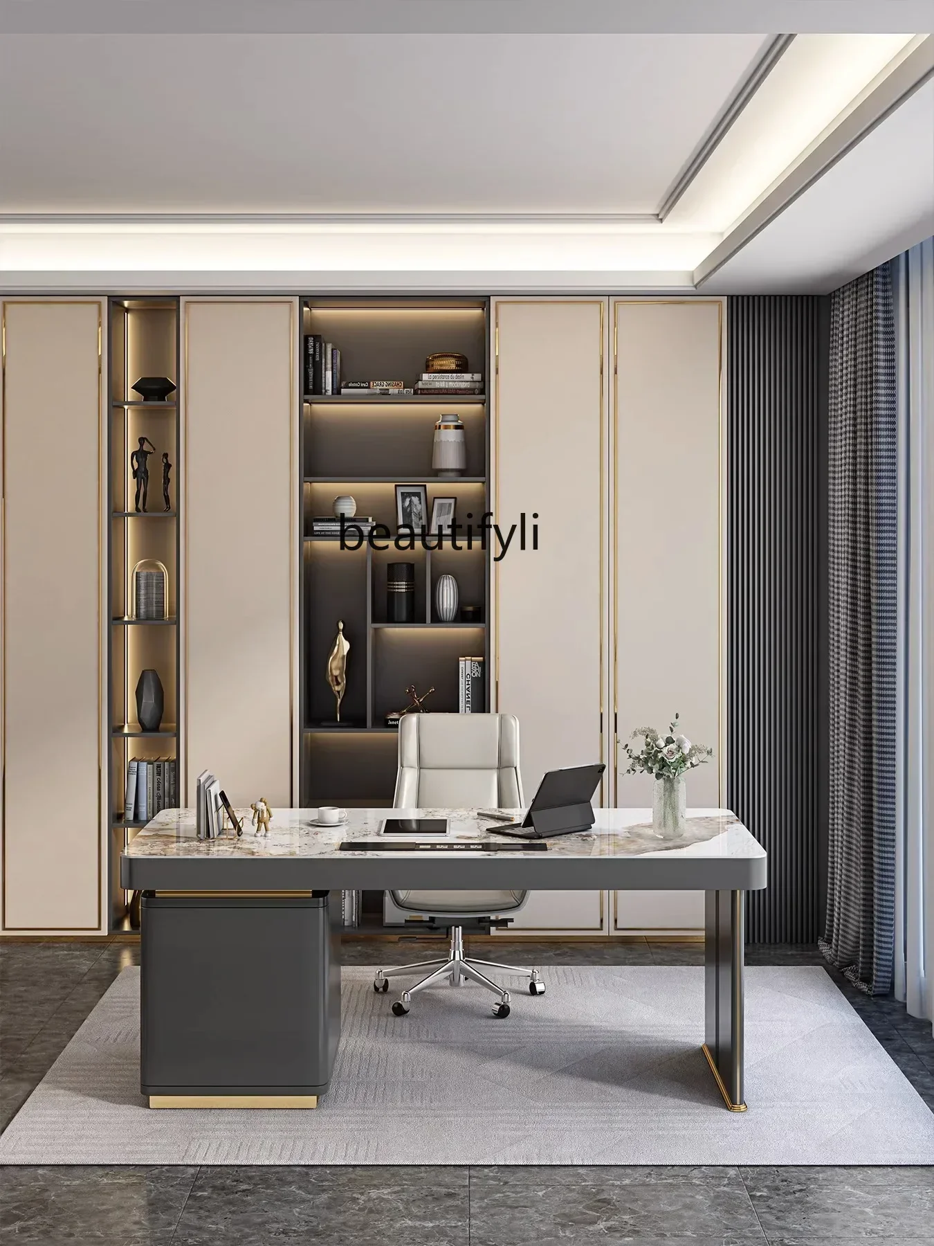 X Stone Plate Desk Home Study Desk Light Luxury Modern Designer Advanced Sense Computer Desk