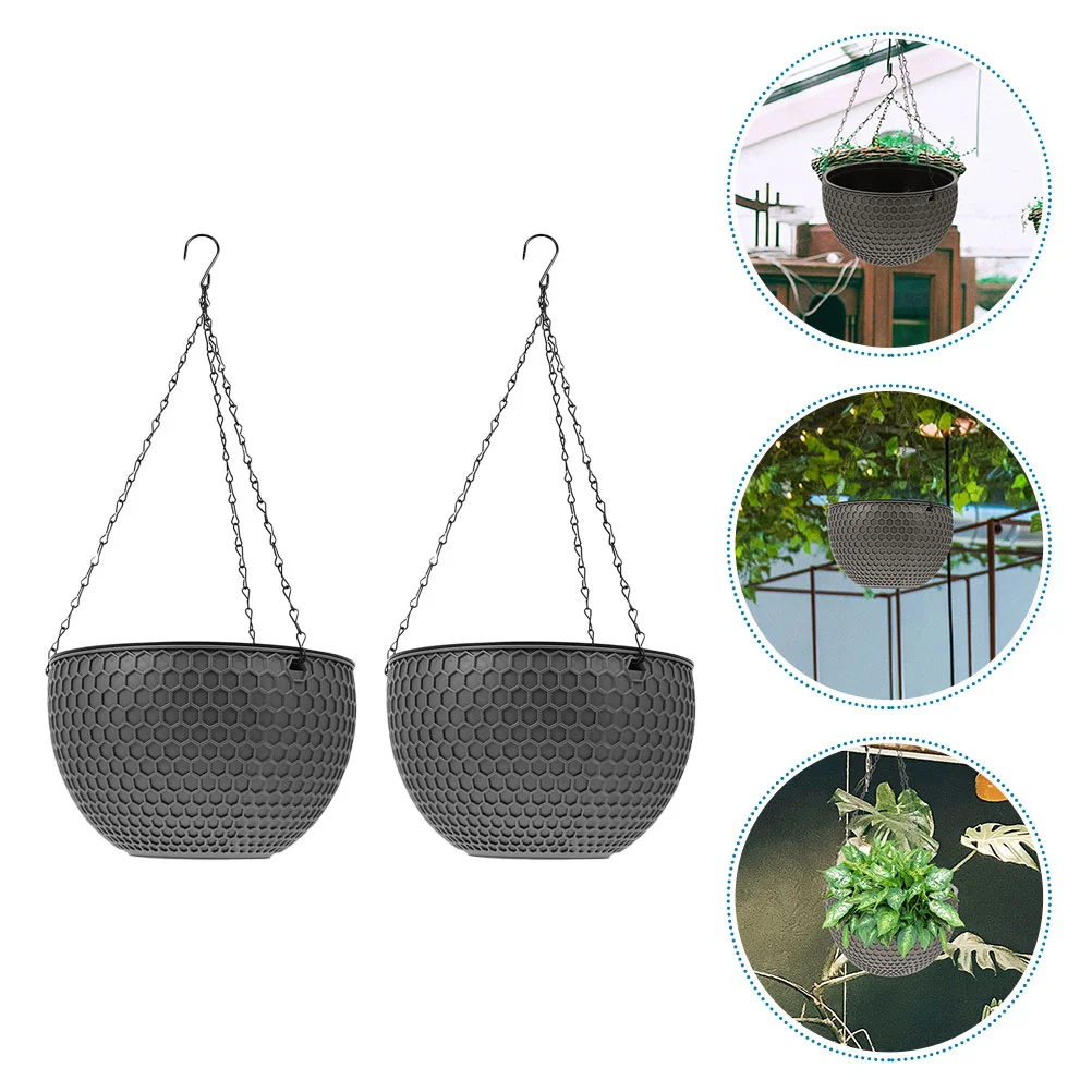 

2 Pcs Hanging Basket Flower Pot Plants Pots Outdoor Flowerpot Garden Plastic Planter Large