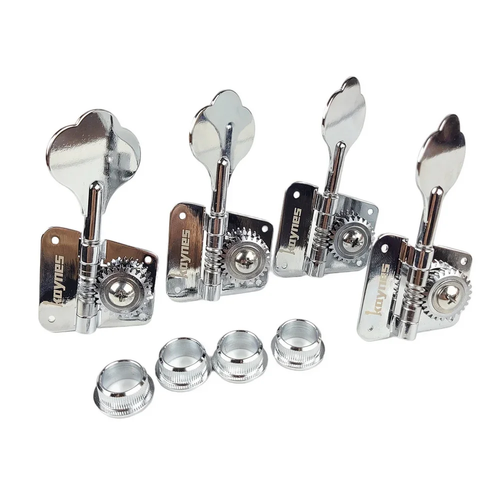 KAYNES 1:26 Ratio Open Frame Electric Bass Guitar Machine Heads Tuners Tuning Key Pegs for Jazz Precision DJ530 Chrome Silver