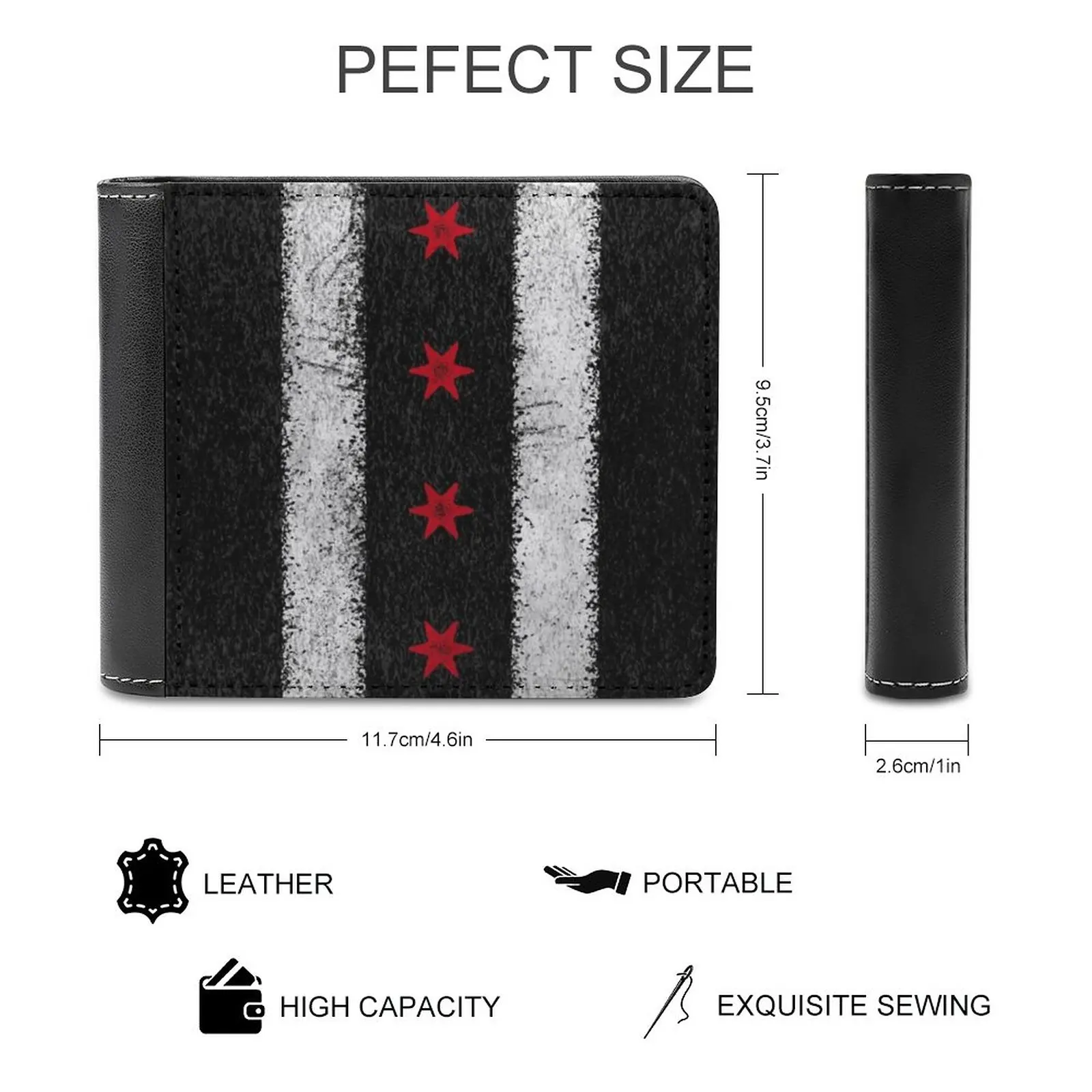 Chicago Alt Version 2 Men Wallet Pu Leather Short Male Purses Credit Card Wallet For Men Money Bag Chicago Flag Illinois Windy