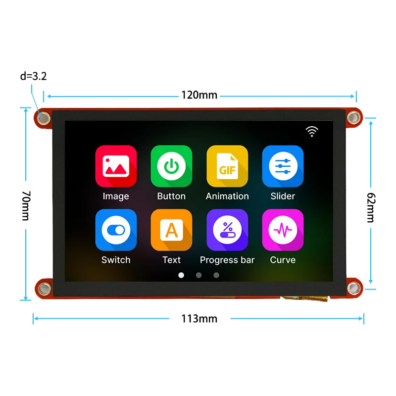 GUITION HMI interface screen 4.3 inch capacitive touch IPS or without touch 480x272 400MHz dominant frequency software editing