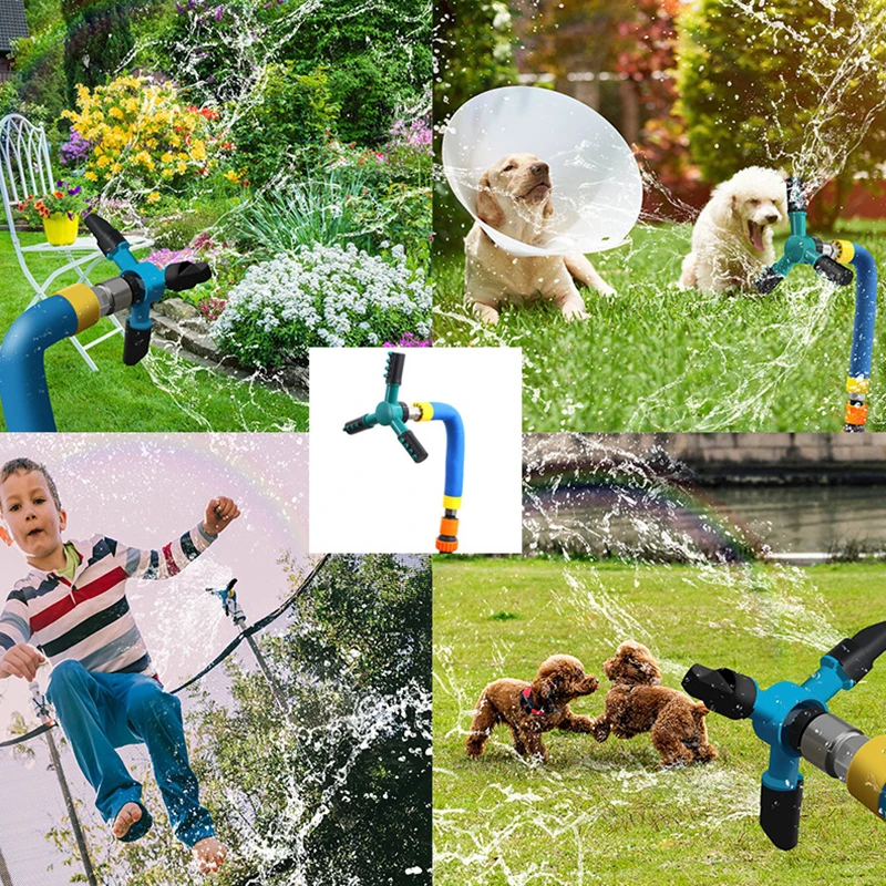 Summer Pet Dog Cooling Water Sprayer Showering Outdoor Cool Trampoline Nozzle Gun Garden Watering Animal Rotating Sprinkler