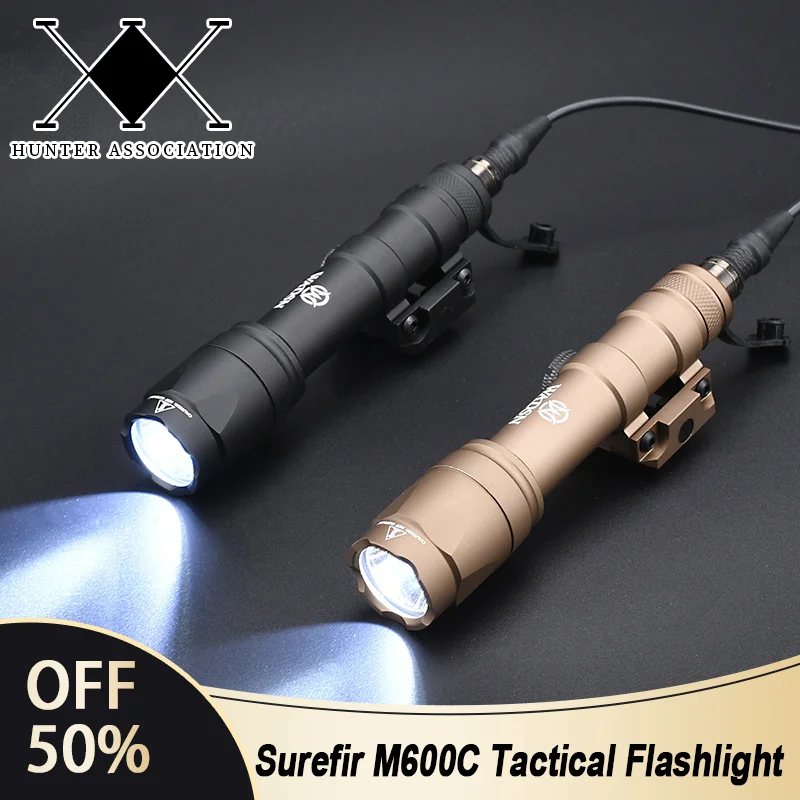 

Tactical Airsoft Surfir M600C Flashlight With Press Button Dual Fuction Switch Fit 20MM Picatinny Rail Outdoor Hunting LED Light