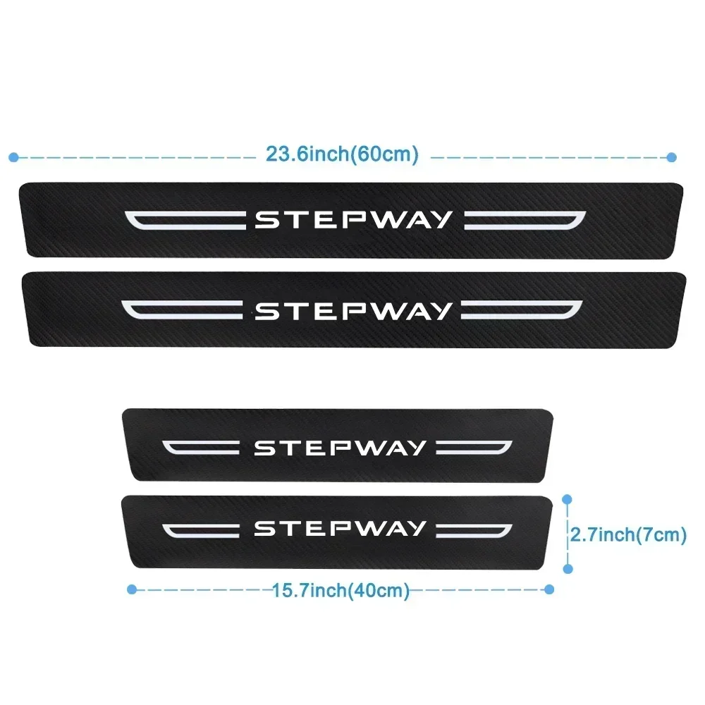 Carbon Fiber Car Door Threshold Sill Protective Decals for DACIA Stepway Logo Trunk Door Bumper Strips Scratch Guard Stickers