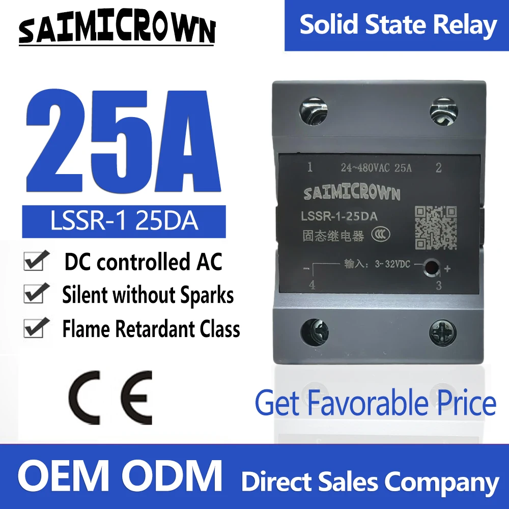 

12V Solid State Relay Module 25A Single Phase SSR AC to DC LSSR-1 25DA for PID Temperature Control