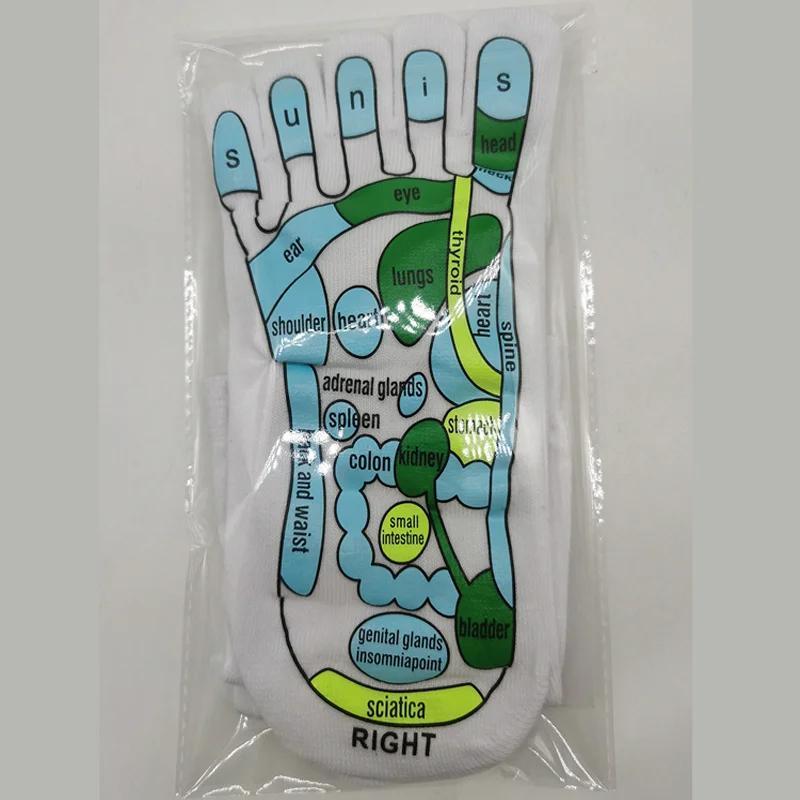 Hot Sale Acupressure Socks Physiotherapy Massage Relieve Tired Feet Reflexology Socks Foot Point Socks Full English Illustration