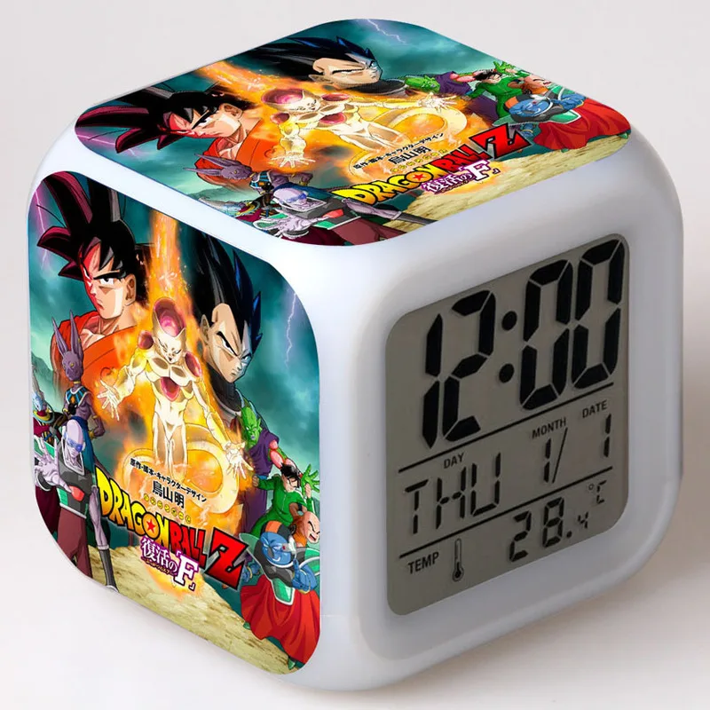 New Anime Dragon Ball Z Son Goku Cute Led Colorful Digital Square Clocks Kids Student Boys Get Up Timed Alarm Clock Gift Frieza