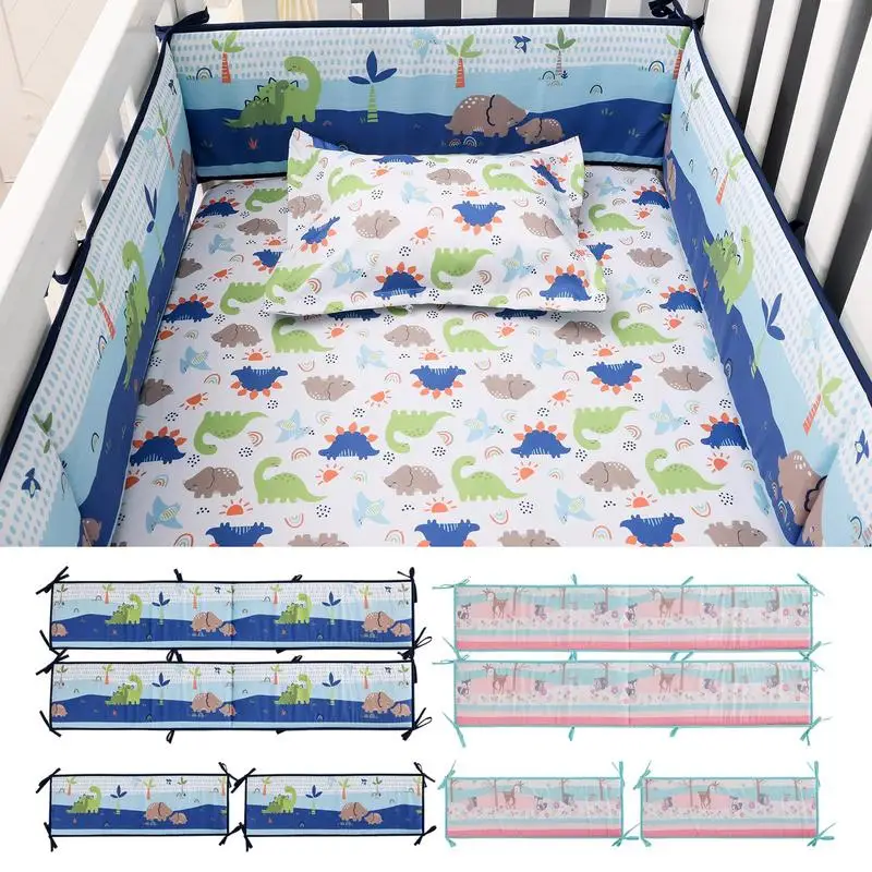 Baby Bed Rail Guard Cotton Breathable Baby Crib Bumper Pads Washable Baby Crib Fence Cotton Bed Protection Railing Thick Bumper