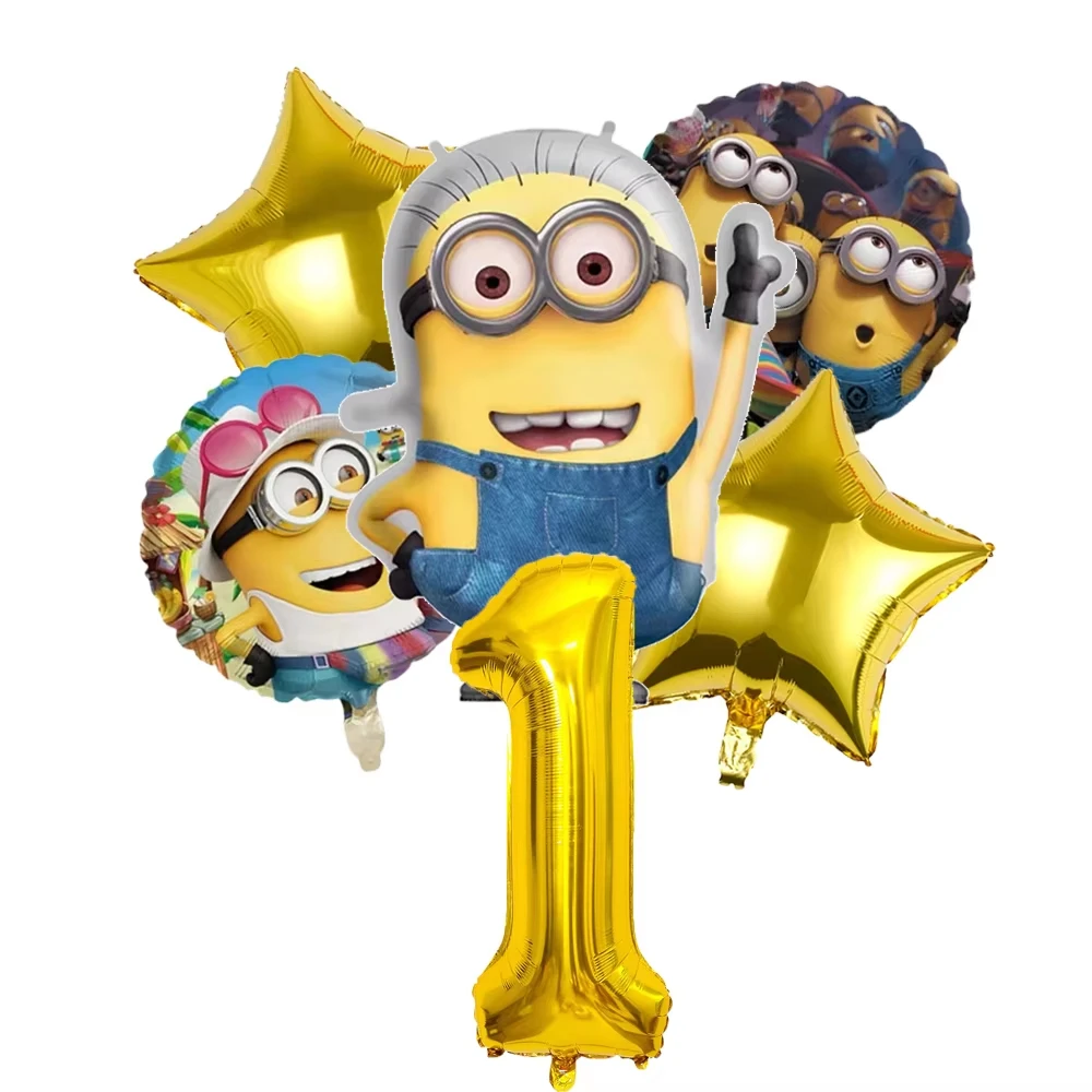 M&Miniones Geburtstagsballons, Partydekoration, gelbe Bananen-Teller, Becheraufsätze, Servietten, Tischdecke, Partyzubehör für Kinder, Babyparty – Detail 8