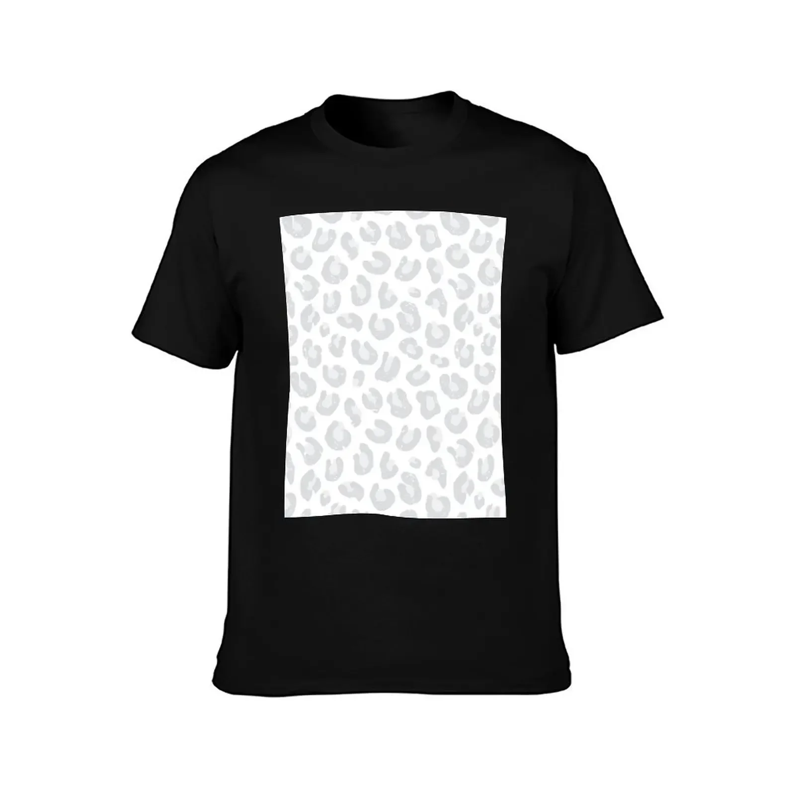 Leopard Print - Silver Gray and White T-Shirt Blouse vintage basketball graphic tees men t shirts