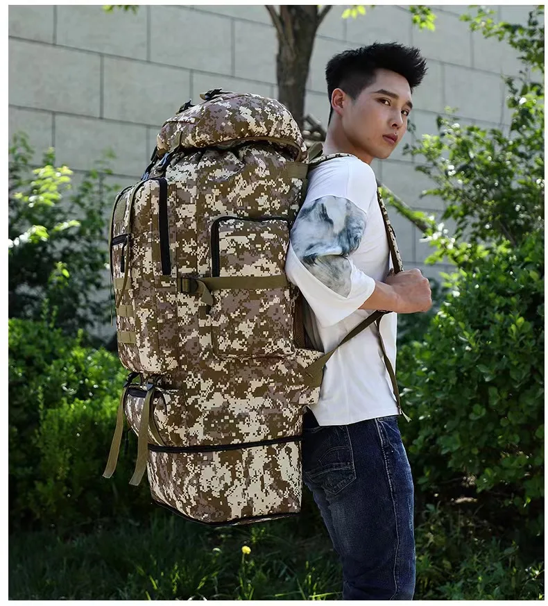 Fonto 100L Large Hiking Camping Camouflage Softback Backpack Military Tactical Bag For Men Women Outdoor Climbing Tra