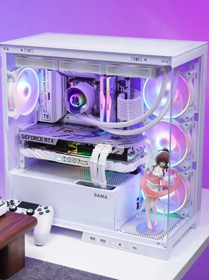 Neuer Spiegel, schwarz, reinweiß, vollseitig transparent, Mini-Computergehäuse mit Meerblick, Desktop-Rückstecker