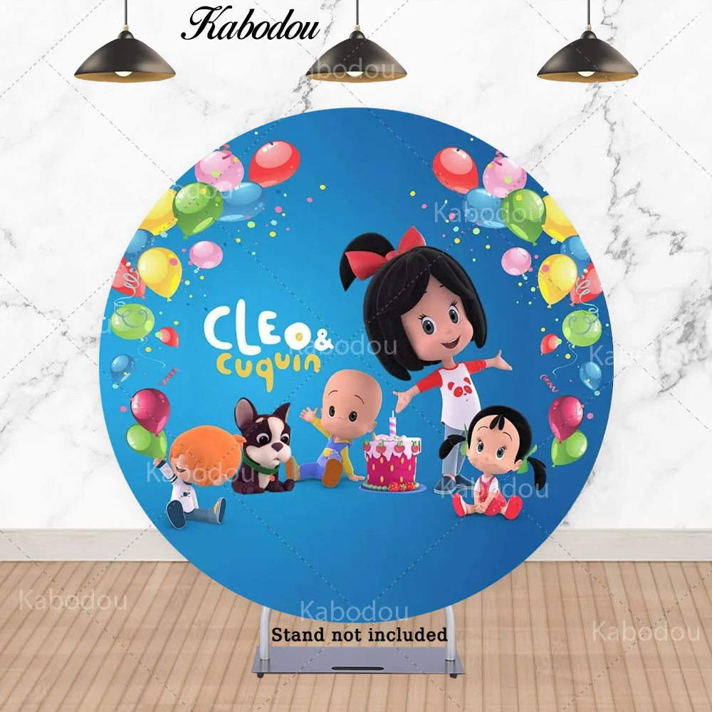 Kabodou Cleo And Cuquin Circle Backdrop Cover For Kids Birthday Baby Shower Round Photography Background For Photo Studio