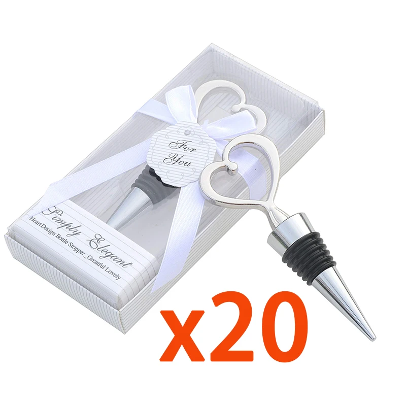 20Pcs Heart Shaped Red Wine Champagne Wine Bottle Stopper Valentines Wedding Gifts Set Wine Stopper Bar Accessories Home Bars