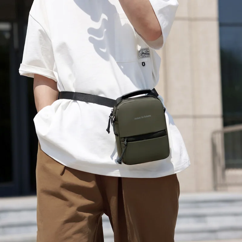 

Lightweight waterproof large capacity men's waist satchel bag square multi-function diagonal cross commuting small backpack