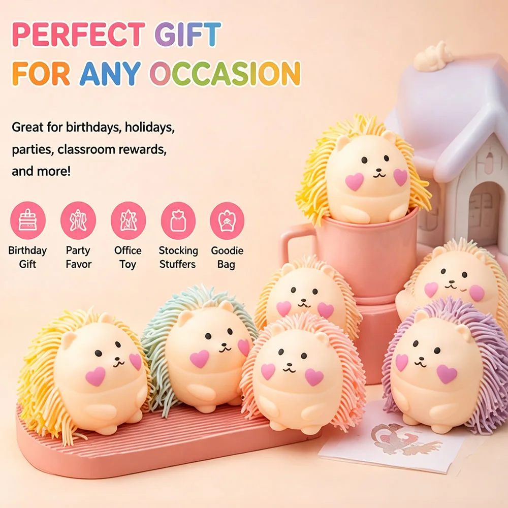 Trendy Teen Room Stuff Kawaii Hedgehog Animal Squishy Slow Rising Tactile Gadget Aesthetic Desk Decor Goodie Bag Stuffer Gift