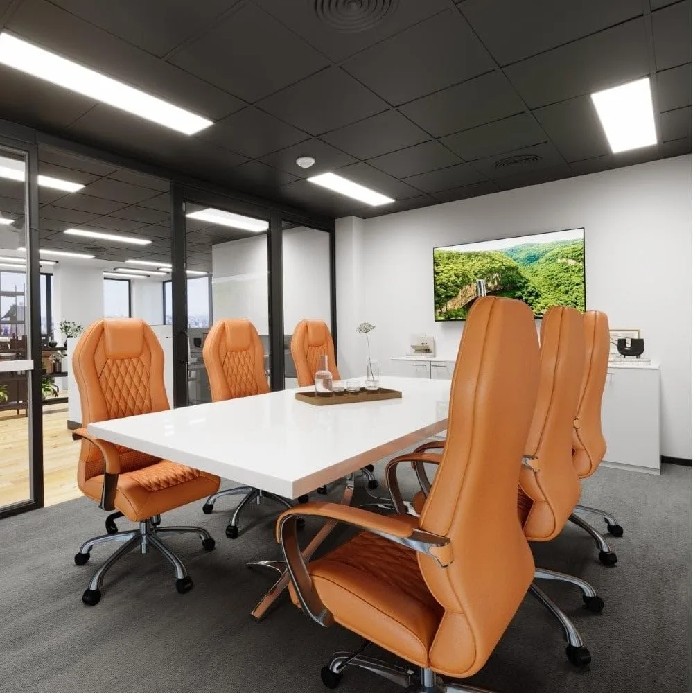 

Ergonomic Office Chair, Top-grain Leather Seat with Synthetic Leather At The Rear, High-density Foam Padding, Executive Chair