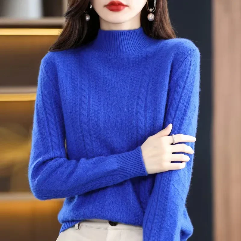 

Solid Casual Korean Fashion Sweater Long Sleeve Turtleneck Basic Knitted Pullovers Woman 2025 Autumn Winter Warm Clothing