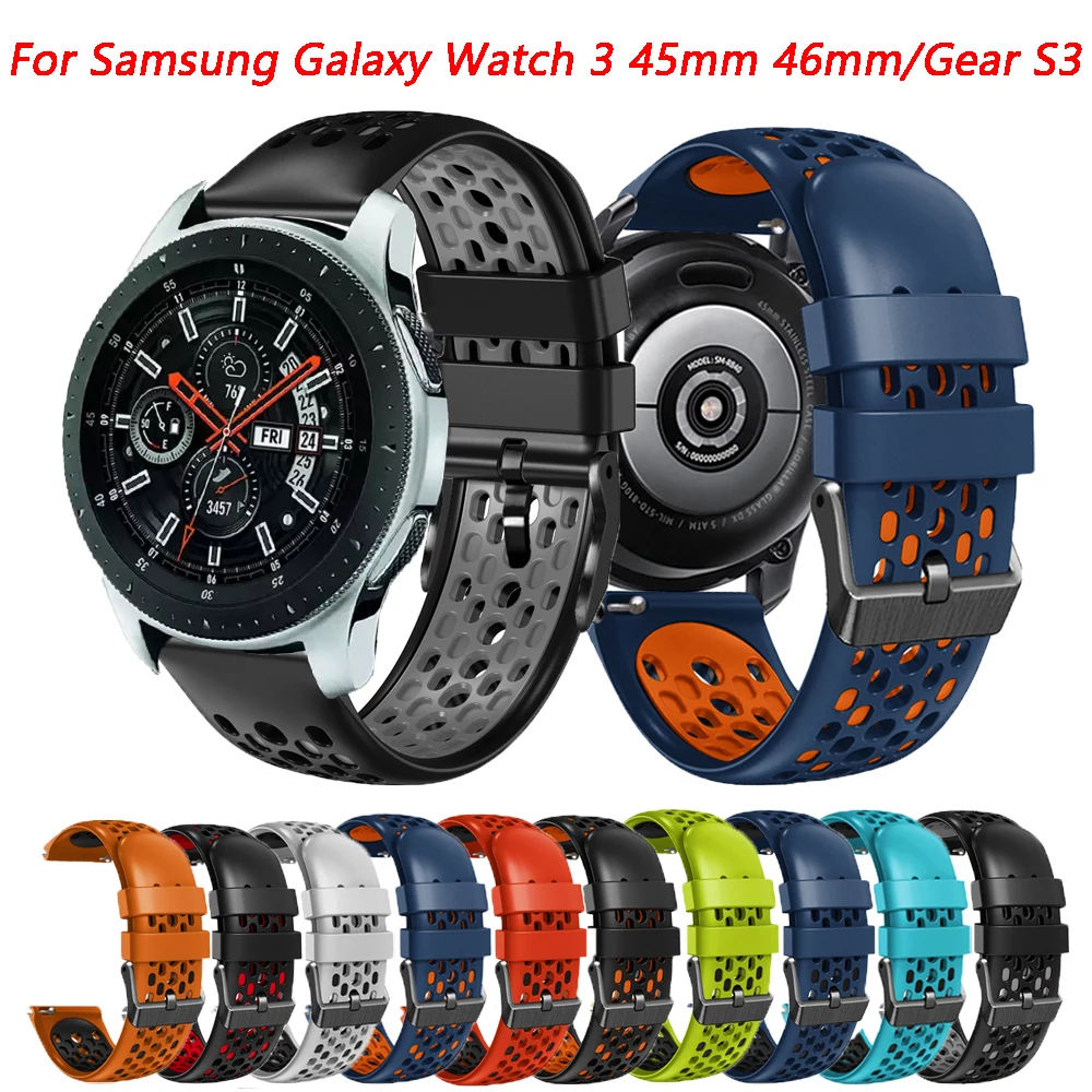 Pulseira de Silicone Para Samsung Galaxy Watch 3 45mm 46mm/Gear S3 Frontier/Clássico Esporte Pulseira Pulseira de Substituição 22mm...