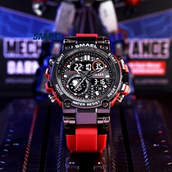 SMAEL Men's Sports Electronic Watch  8093 Tactical Digital Large dial Multi functional Alloy Dual Display Waterproof