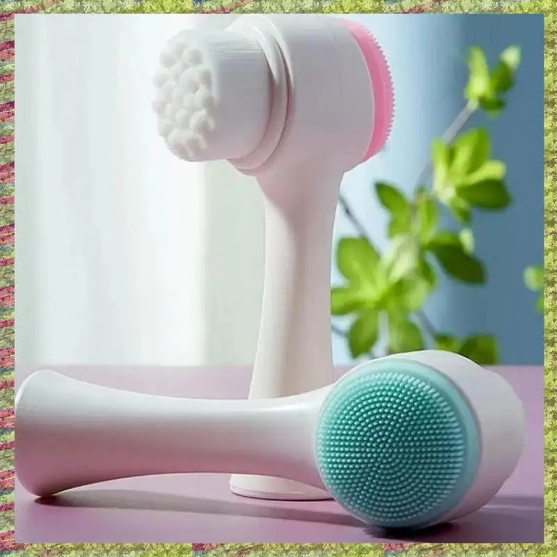 Limpador facial dupla face ABKB 3D, escova facial de massagem manual, limpador facial dupla face de cerdas macias