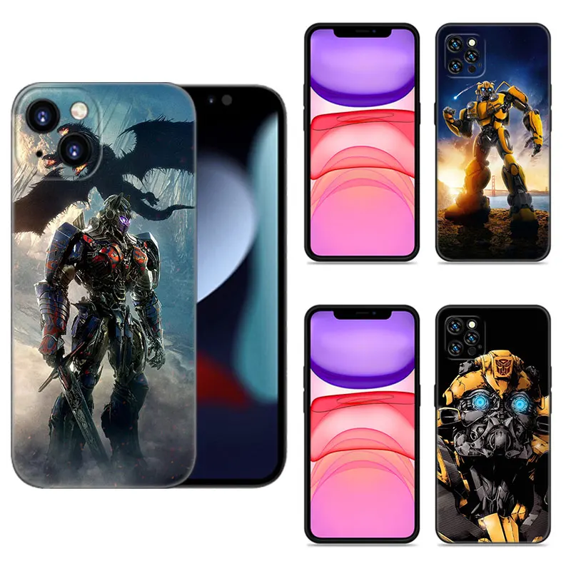 Transformers Bumblebee Phone Case For Apple iPhone 12 13 Mini 11 14 15 Pro Max 7 8 Plus X XR XS SE 2020 2022 Black Silicone Case