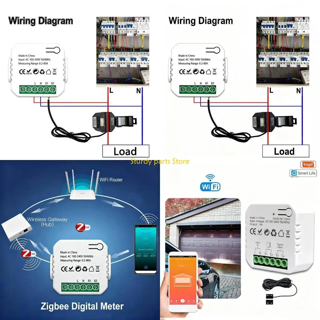 

97QC 1-канальный интеллектуальный домашний энергомонитор, устройство для мониторинга статистики электроэнергии, зажим для тока