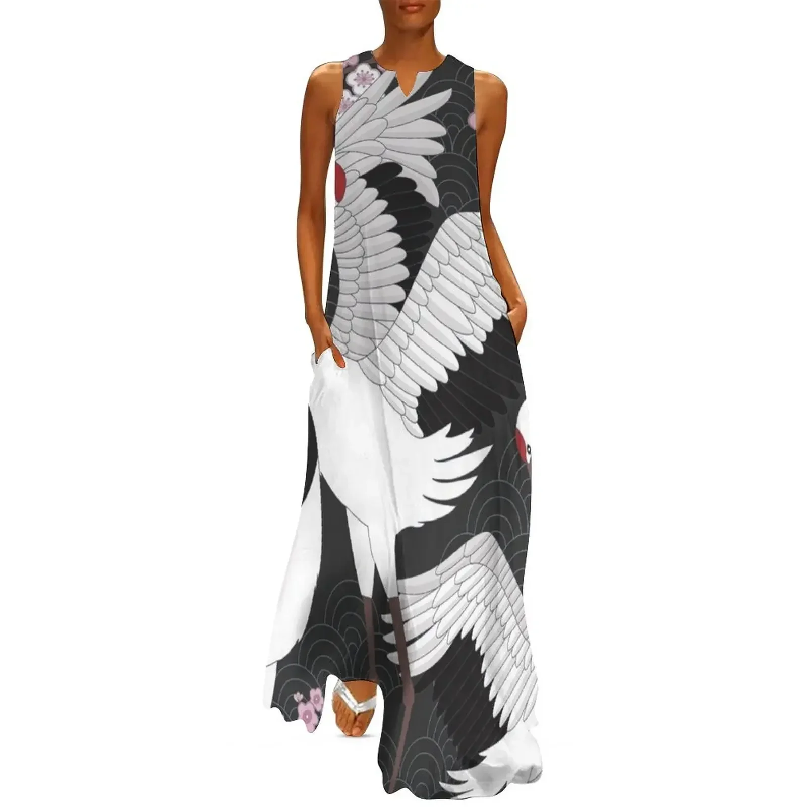

Japanese Cranes Long Dress wedding guest dress 2025 cocktail dresses Dress woman women's summer 2025