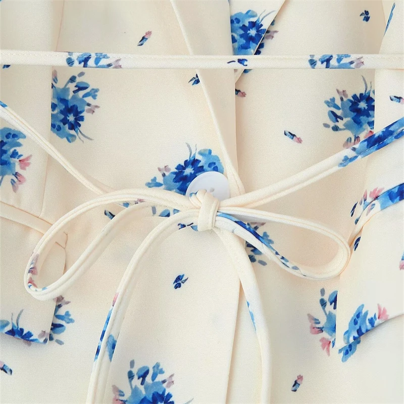 Keyanketian 2025 primavera/outono nova flor feminina impressão rendas até terno casaco moda chique um botão solto floral outerwear blazers