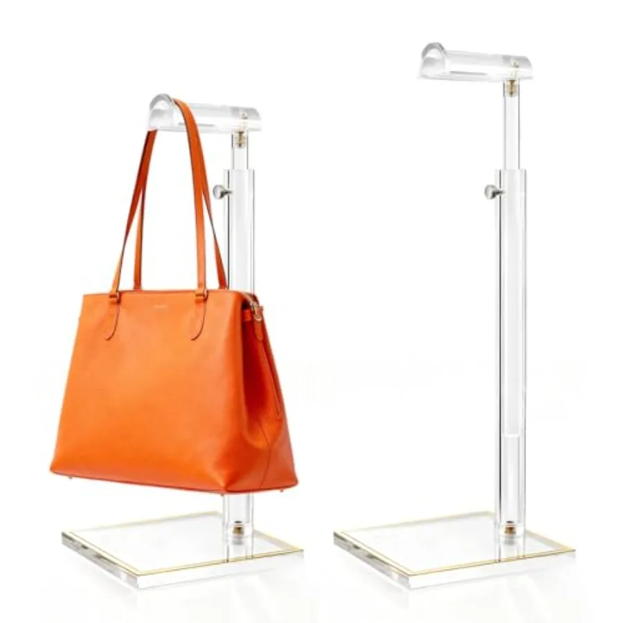 

Подставка для сумок из 2 упаковок, 14-24 регулируемая по высоте акриловая стойка для сумок, настольная подвесная подставка для сумки для домашнего шкафа, розничный поставщик