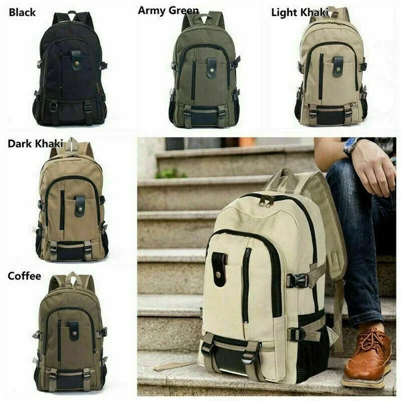 2023 New Men\'s Simple and Fashionable Backpack Leisure Travel Canvas Backpack Large Capacity Student Backpack