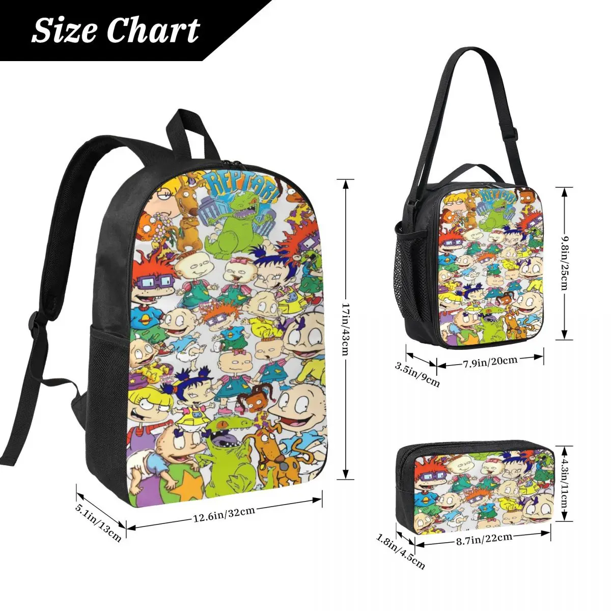 Rugrates Chuckie Finster Anime Kids Rugzak Lunchbox Pennenbakjes voor Jongens Meisjes Kleuterschool Rugzakken Schooltas Boekentas Set