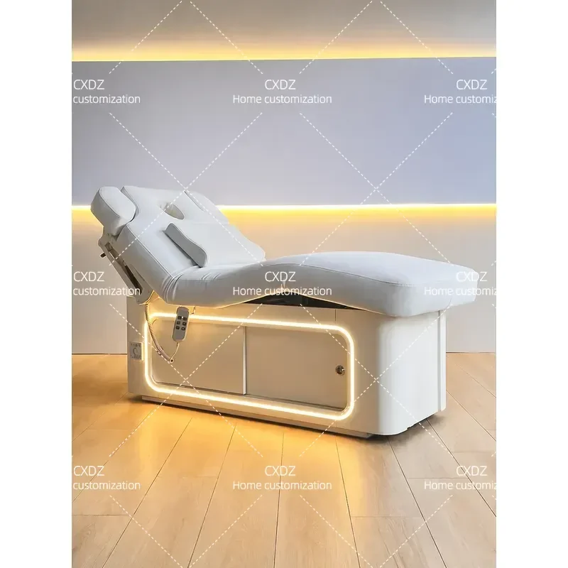 Electric Adjustable Beauty Bed with Latex Mattress Thermostatic Multi-functional Facial Treatment Table for Salon Use