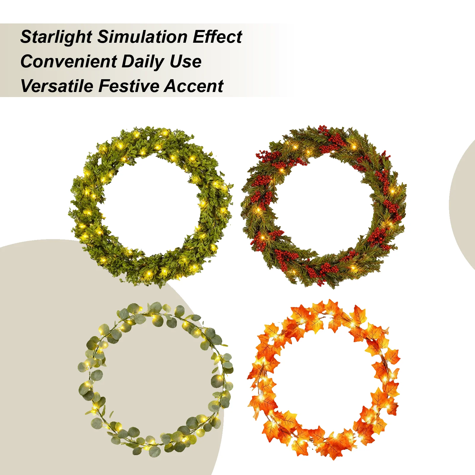 

Гирлянда на Рождество многоразовая гибкая с таймером Рождественский декор Цветочная лоза Гирлянда для оконного забора Крыльцо Арка Камин