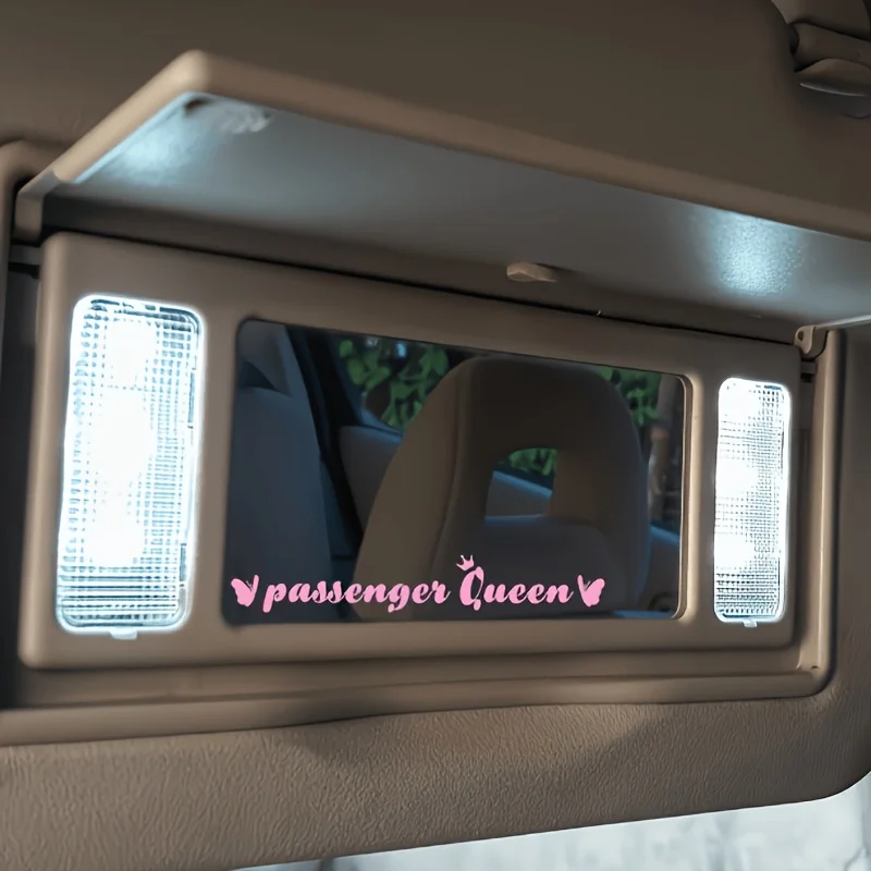 Passenger Queen Sticker Pink Crown Butterfly Waterproof Vinyl Decal Car Mirror Interior Girl Style Auto Decoration